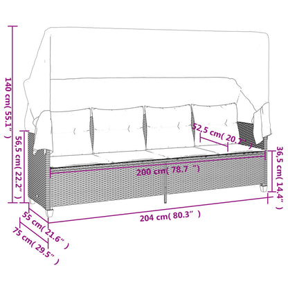 5 pcs conjunto sofás de jardim c/ almofadões vime PE cinzento