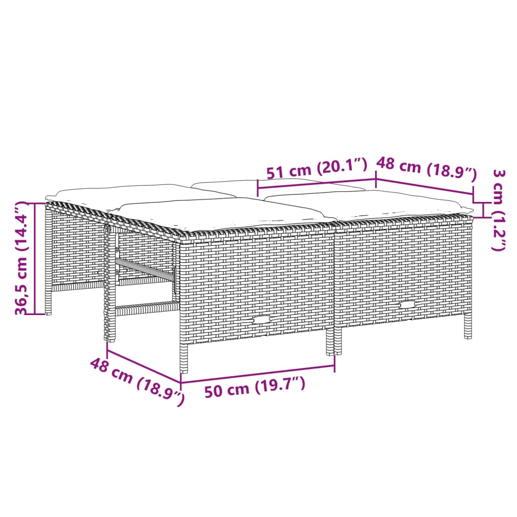 5 pcs conjunto de sofás p/ jardim com almofadões vime PE bege