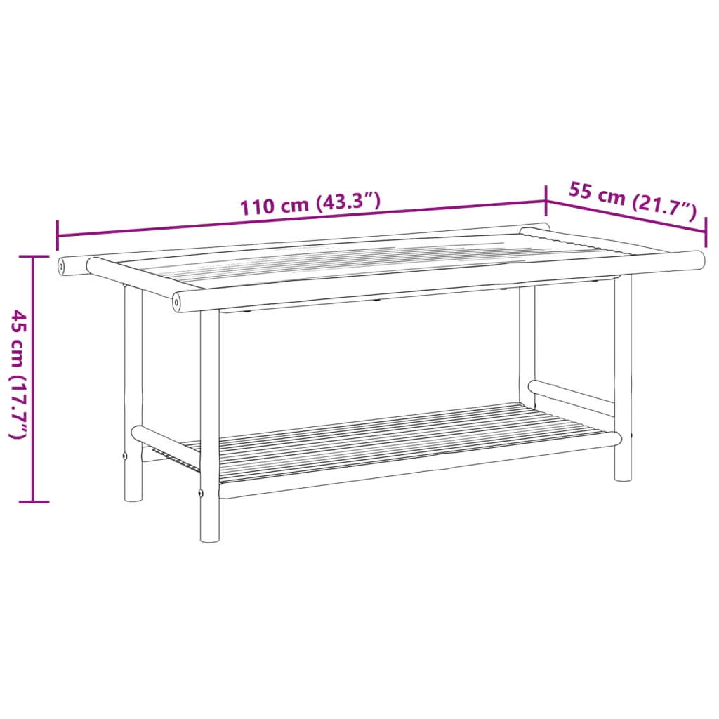 Mesa de centro 110x55x45 cm bambu