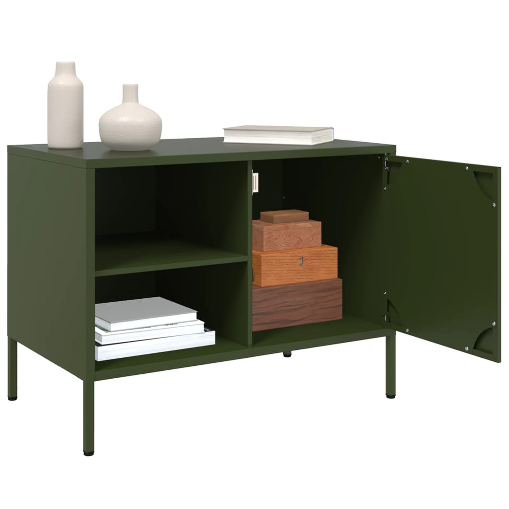 Móveis de TV 2 pcs 68x39x50,5 cm aço verde-azeitona