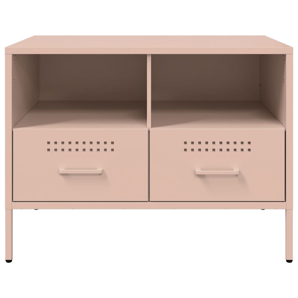 Móveis de TV 2 pcs 68x39x50,5 cm aço laminado a frio rosa