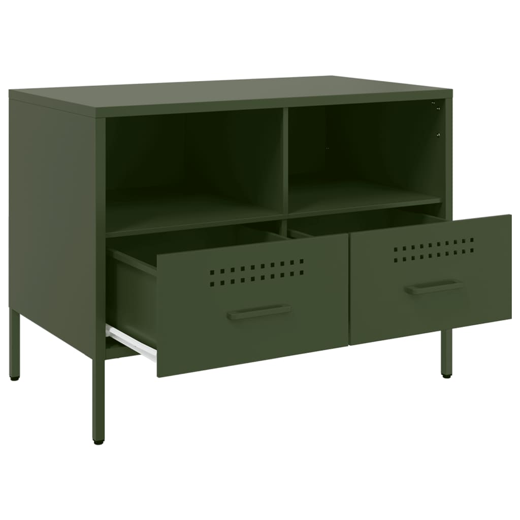 Móveis de TV 2 pcs 68x39x50,5 cm aço laminado verde-azeitona