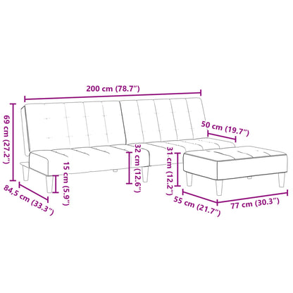 Sofá-cama de 2 lugares c/ apoio de pés tecido cinzento-claro