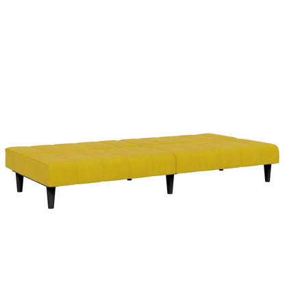 Sofá-cama 2 lugares c/ apoio de pés veludo amarelo