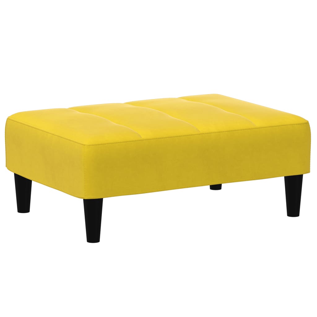 Sofá-cama 2 lugares c/ apoio de pés veludo amarelo