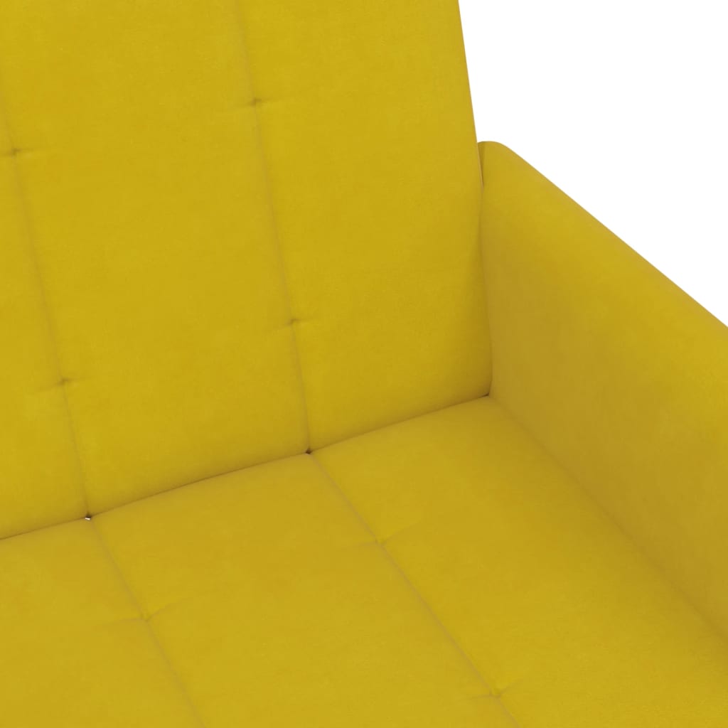 Sofá-cama 2 lugares c/ apoio de pés veludo amarelo