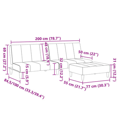 Sofá-cama de 2 lugares c/ apoio de pés tecido cinzento-claro