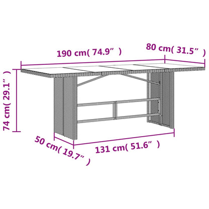 7 pcs conjunto de jantar p/ jardim c/ almofadões vime PE cinza