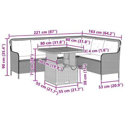 2 pcs conjunto sofás de jardim c/ almofadões vime PE cinzento