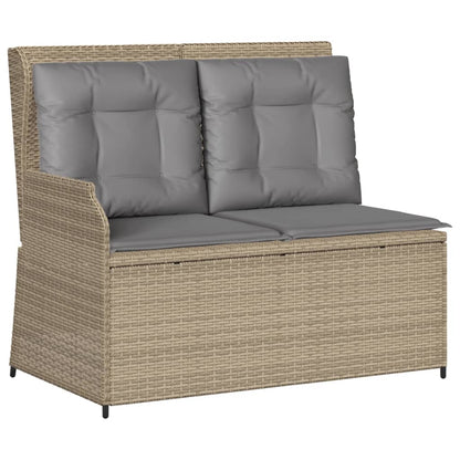 3 pcs conjunto lounge de jardim com almofadões vime PE bege