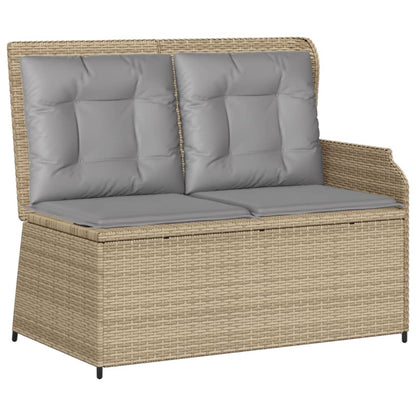 3 pcs conjunto lounge de jardim com almofadões vime PE bege