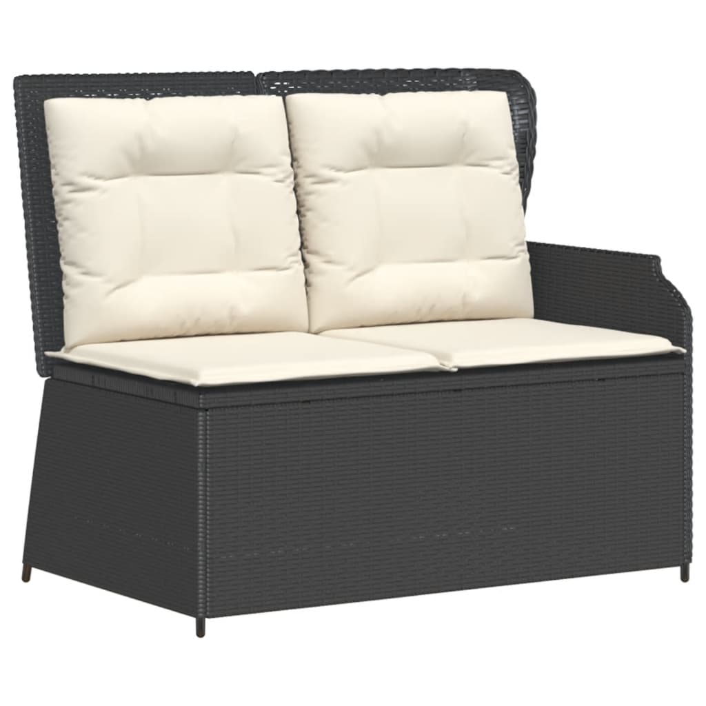 4 pcs conjunto lounge de jardim c/ almofadões vime PE preto