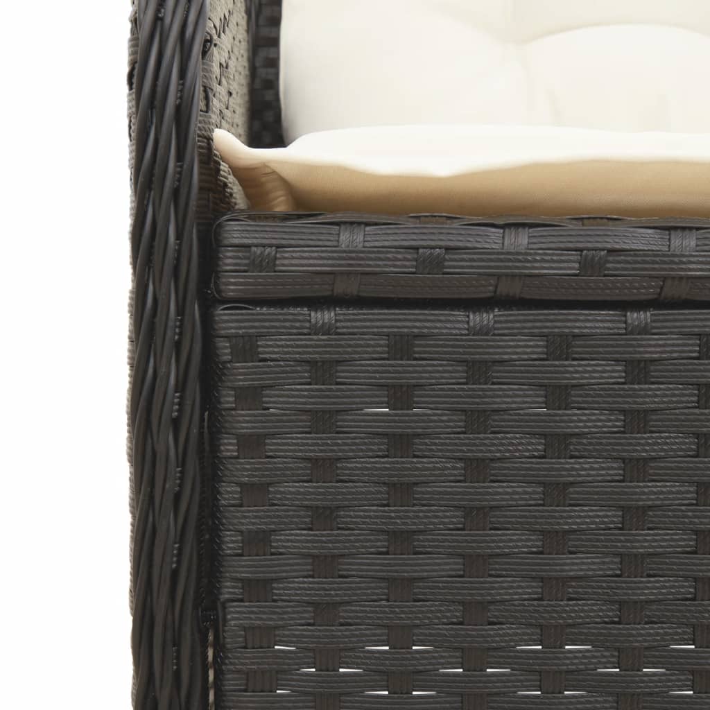 4 pcs conjunto lounge de jardim c/ almofadões vime PE preto