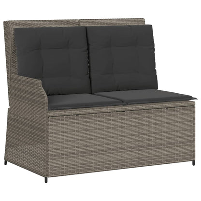 4 pcs conjunto lounge de jardim c/ almofadões vime PE cinzento