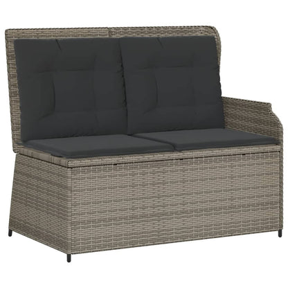 3 pcs conjunto lounge de jardim c/ almofadões vime PE cinzento