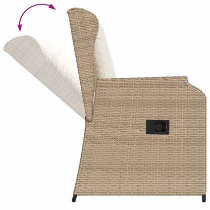 3 pcs conjunto lounge de jardim com almofadões vime PE bege