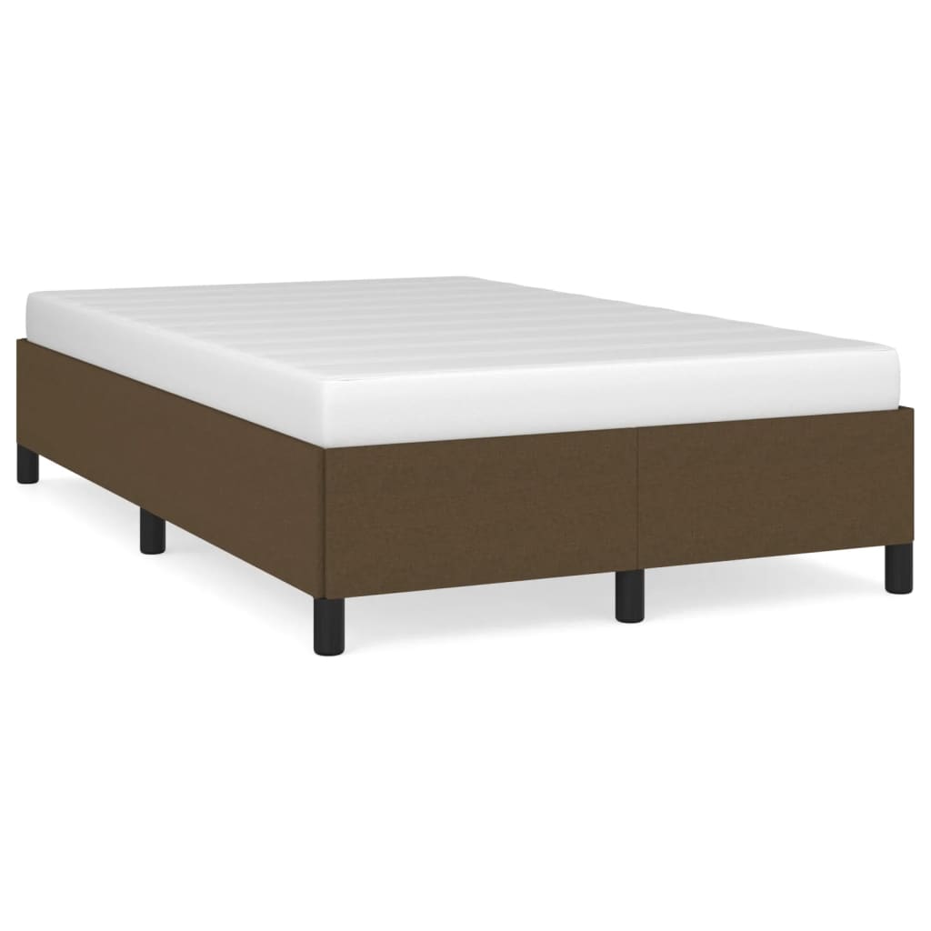 Estrutura de cama 120x190 cm tecido castanho-escuro