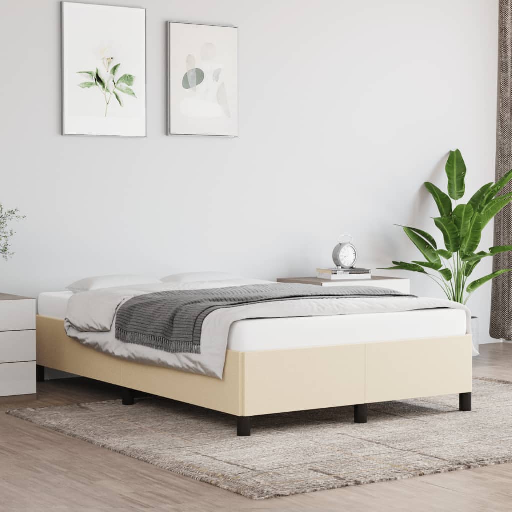 Estrutura de cama 120x190 cm tecido cor creme