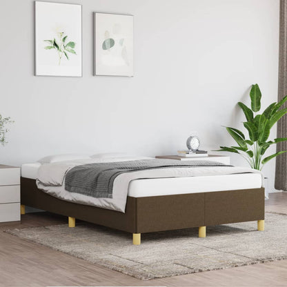 Estrutura de cama 120x190 cm tecido castanho-escuro