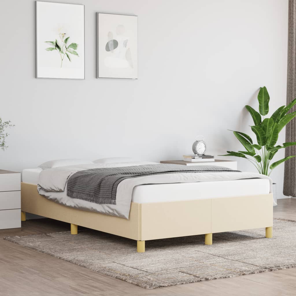 Estrutura de cama 120x190 cm tecido cor creme