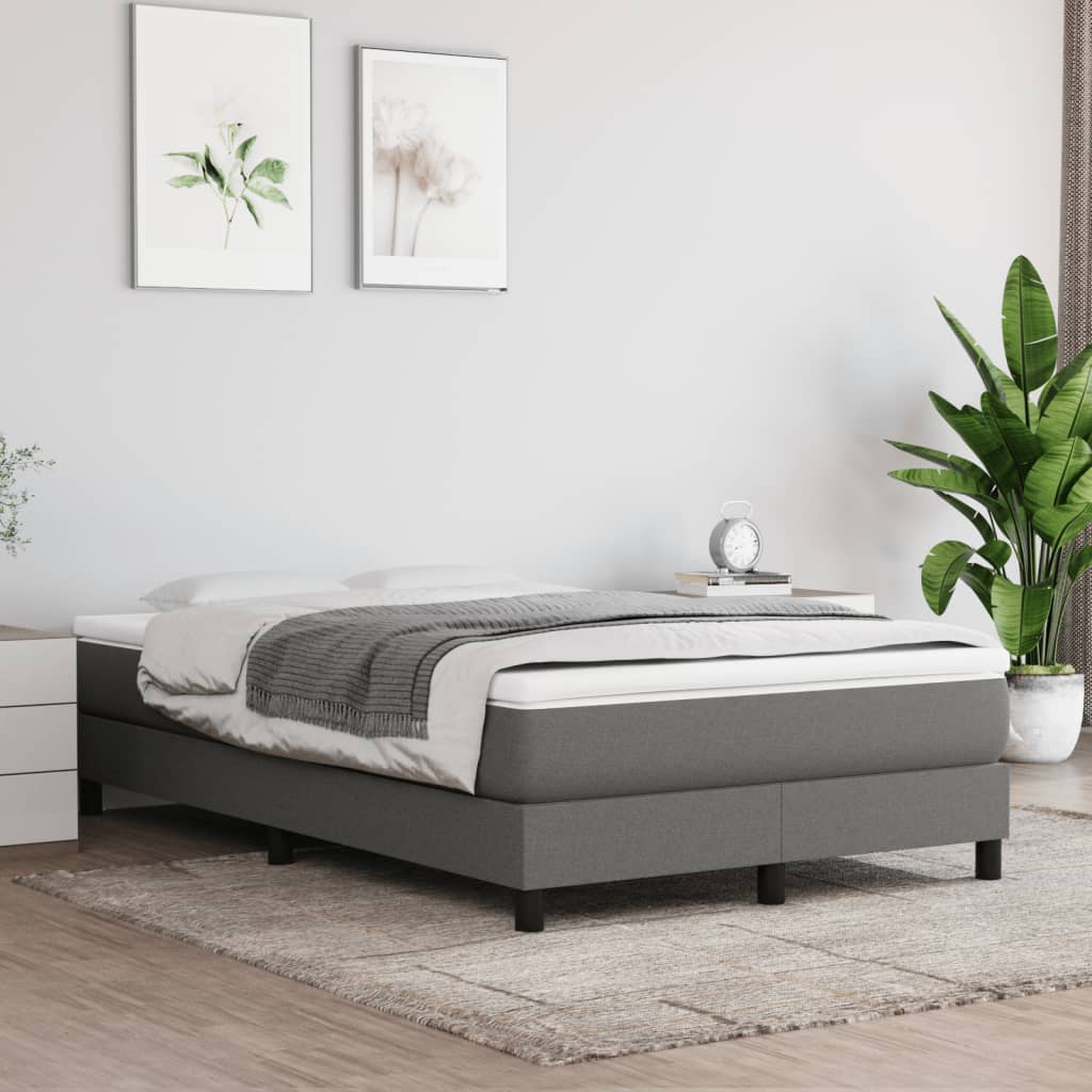 Cama boxspring com colchão 120x190 cm tecido cinzento-escuro