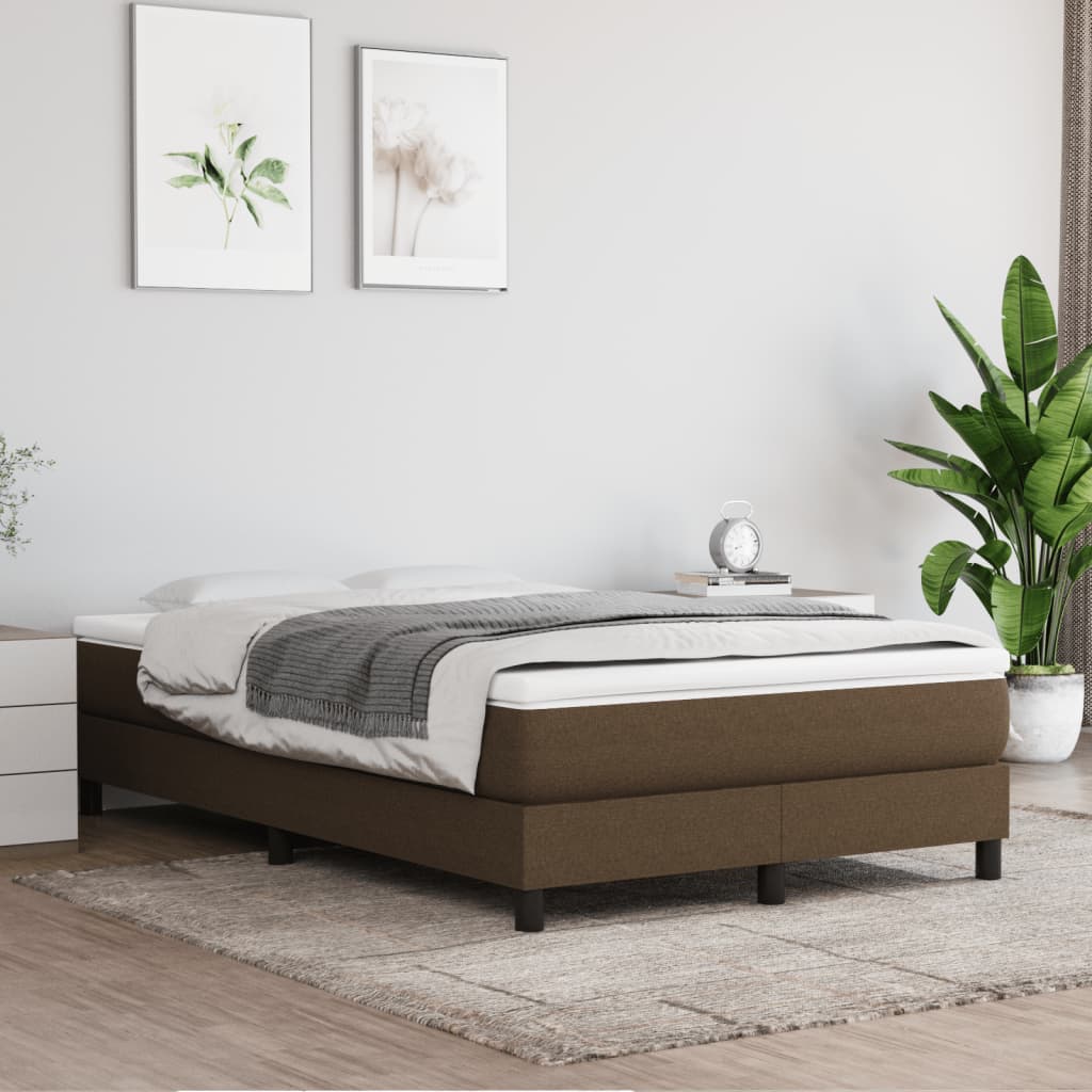 Cama boxspring com colchão 120x190 cm tecido castanho-escuro