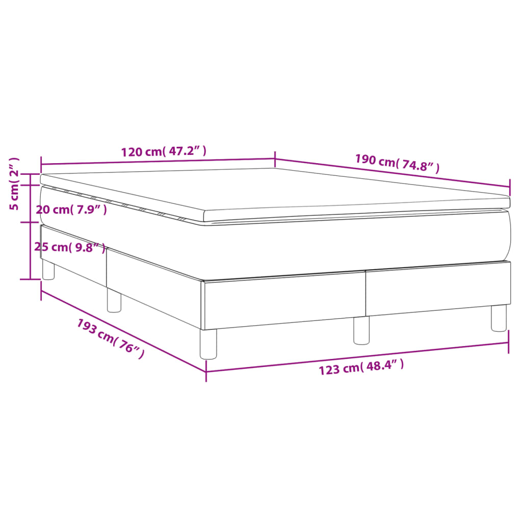 Cama boxspring c/ colchão 120x190cm tecido castanho-acinzentado