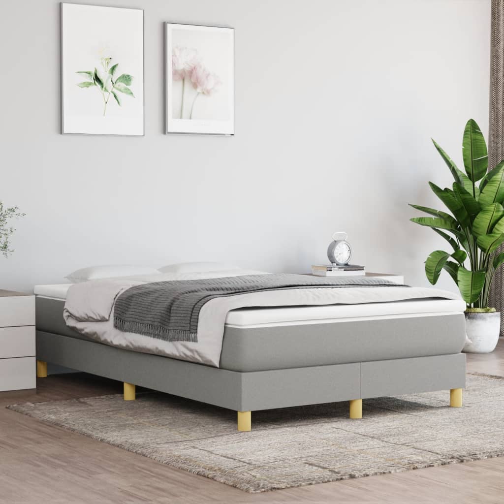 Cama boxspring com colchão 120x190 cm tecido cinzento-claro