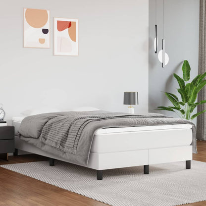 Cama boxspring com colchão 120x190 cm couro artificial branco