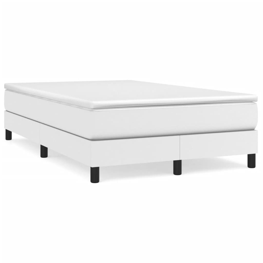 Cama boxspring com colchão 120x190 cm couro artificial branco