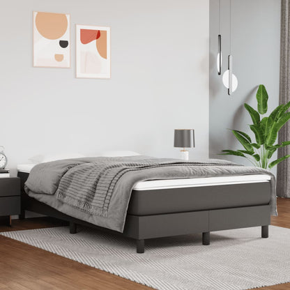 Cama boxspring com colchão 120x190 cm couro artificial cinzento