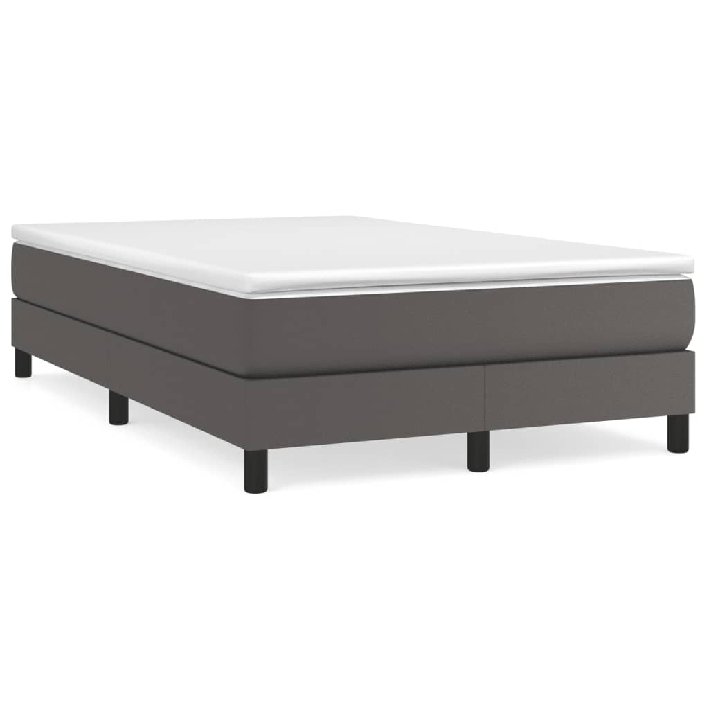 Cama boxspring com colchão 120x190 cm couro artificial cinzento