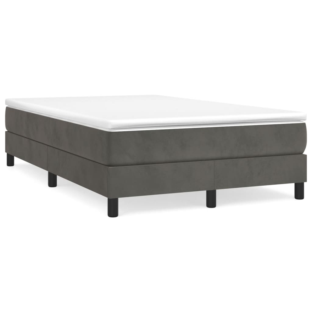 Cama boxspring com colchão 120x190 cm veludo cinzento-escuro