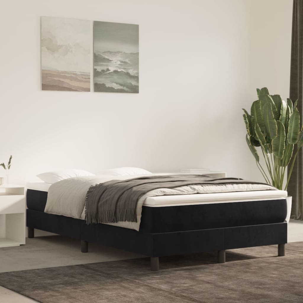 Cama boxspring com colchão 120x190 cm veludo preto