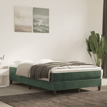 Cama boxspring com colchão 120x190 cm veludo verde-escuro