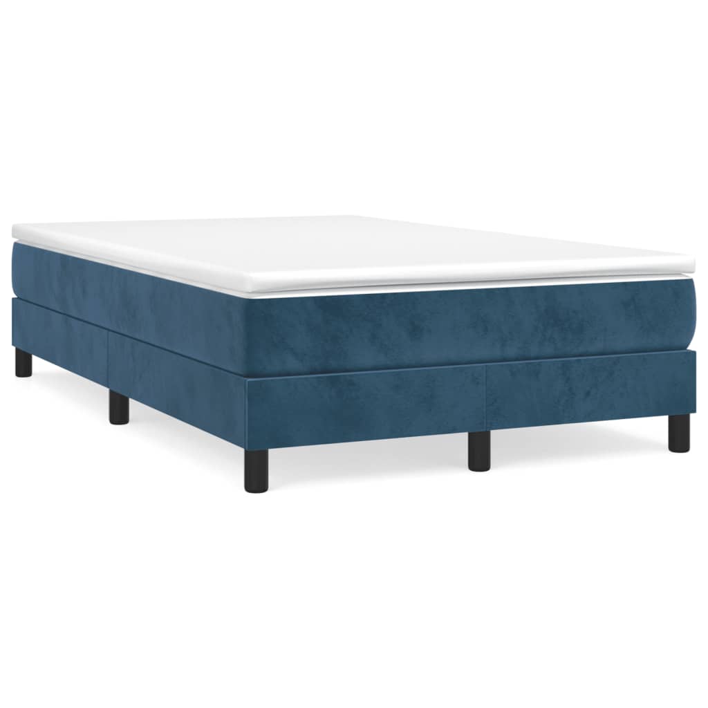 Cama boxspring com colchão 120x190 cm veludo azul-escuro