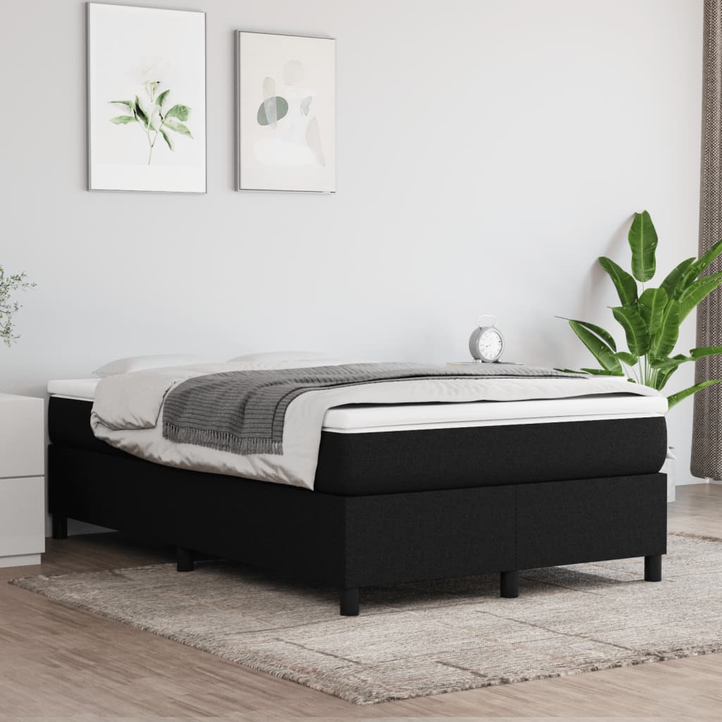 Cama boxspring com colchão 120x190 cm tecido preto