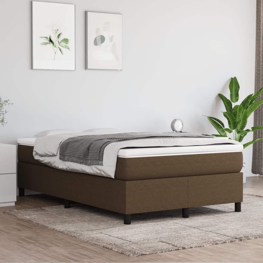 Cama boxspring com colchão 120x190 cm tecido castanho-escuro