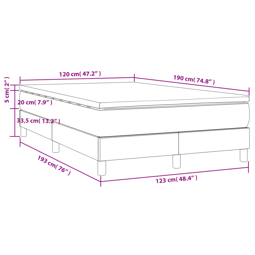 Cama boxspring c/ colchão 120x190cm tecido castanho-acinzentado