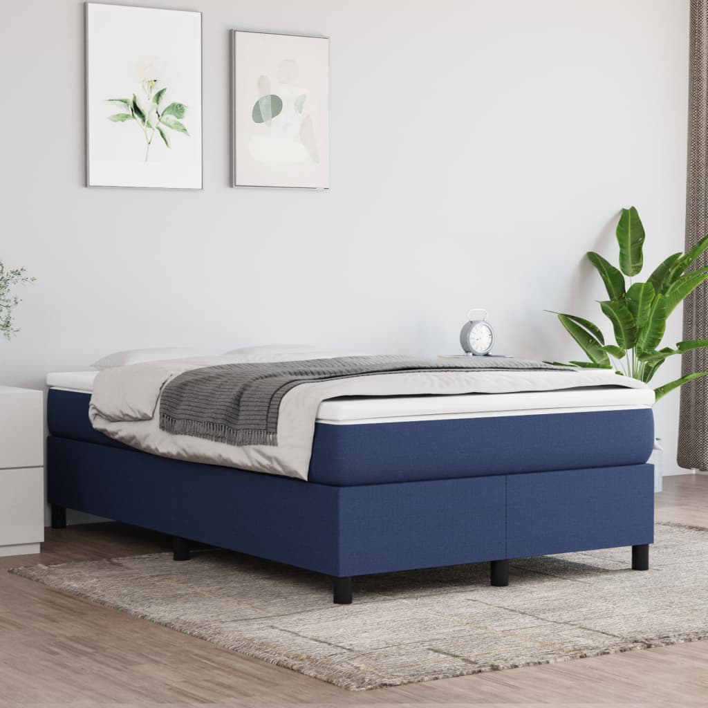 Cama boxspring com colchão 120x190 cm tecido azul