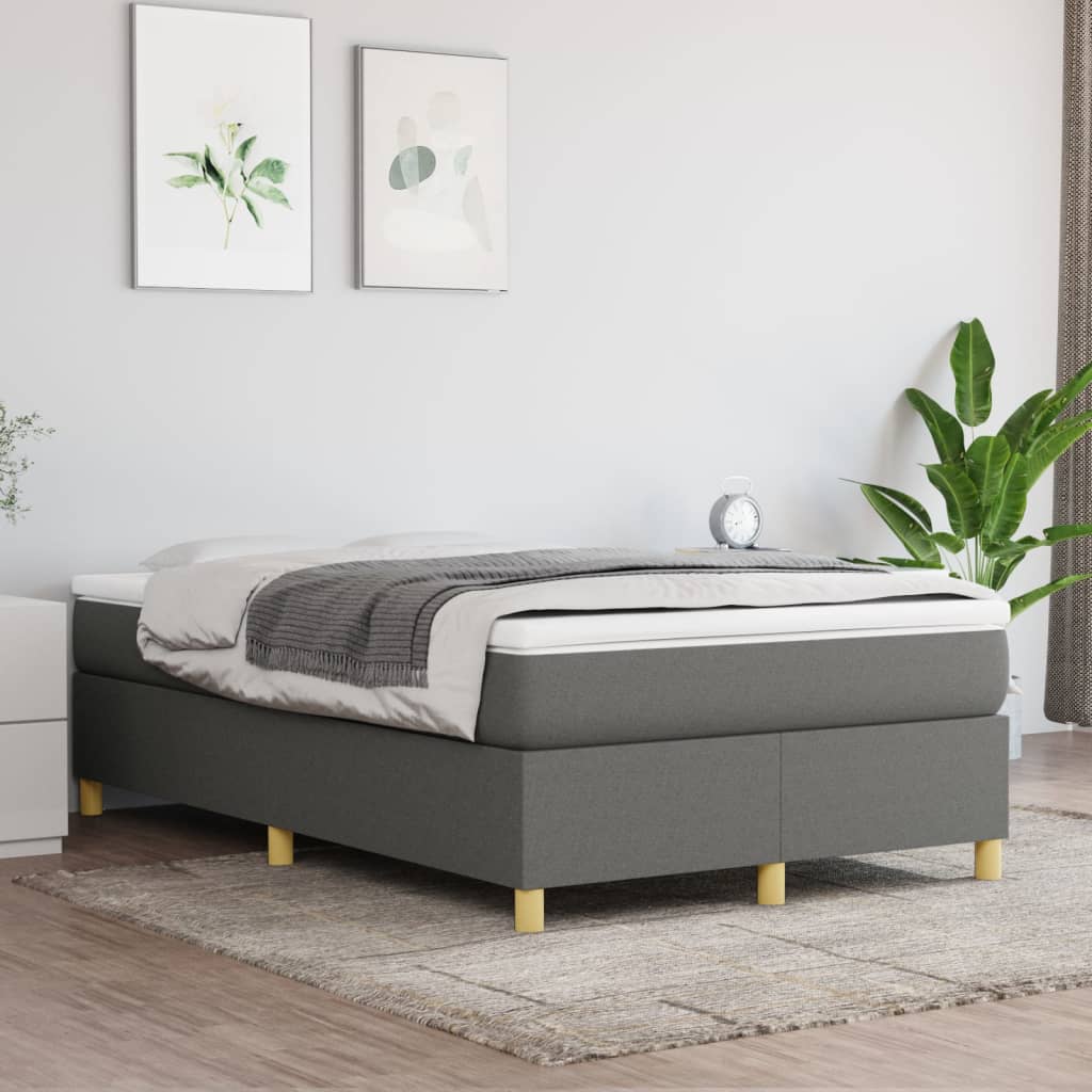 Cama boxspring com colchão 120x190 cm tecido cinzento-escuro