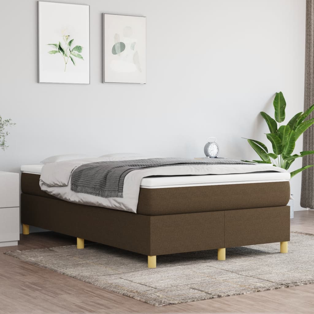 Cama boxspring com colchão 120x190 cm tecido castanho-escuro