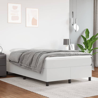 Cama boxspring com colchão 120x190 cm couro artificial branco