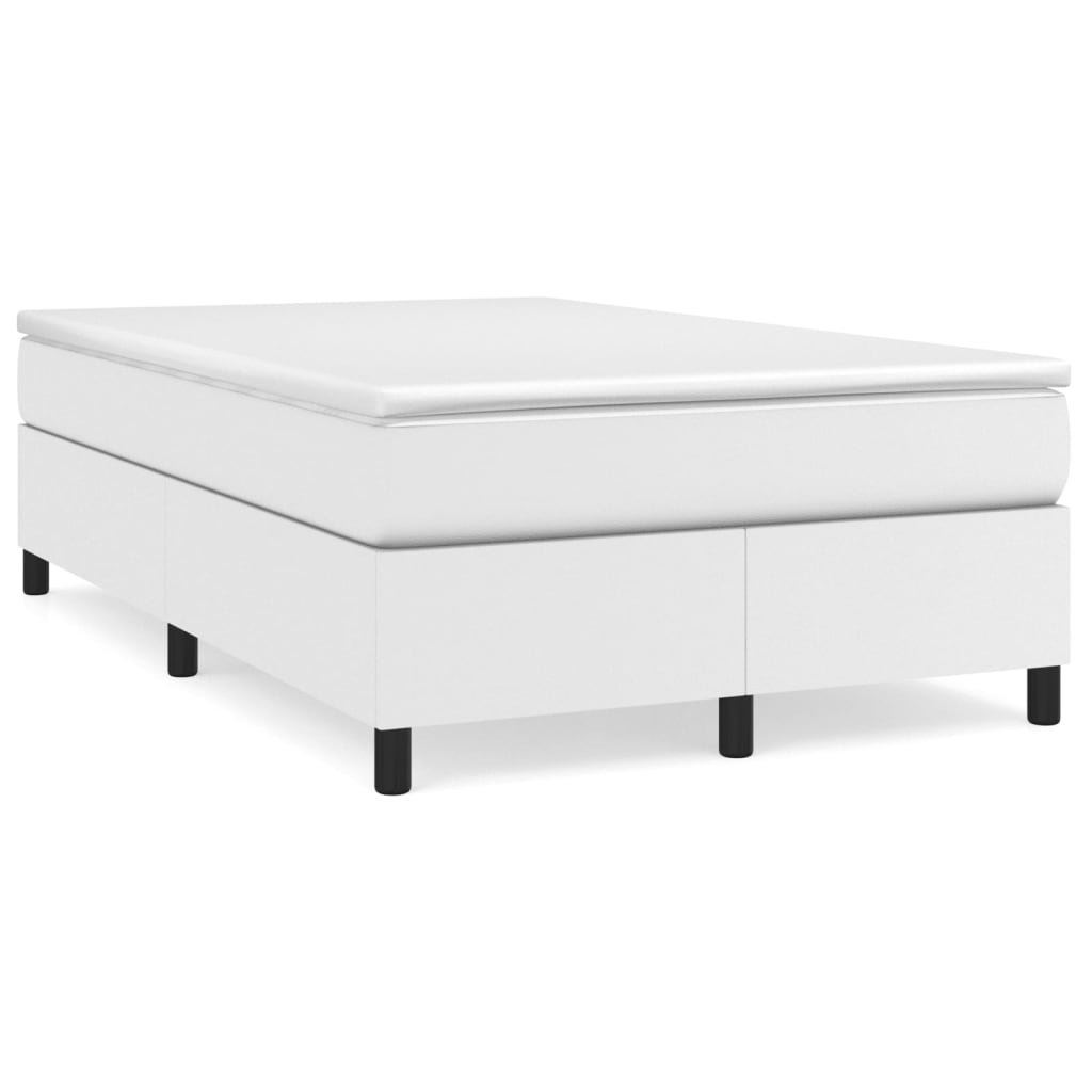 Cama boxspring com colchão 120x190 cm couro artificial branco