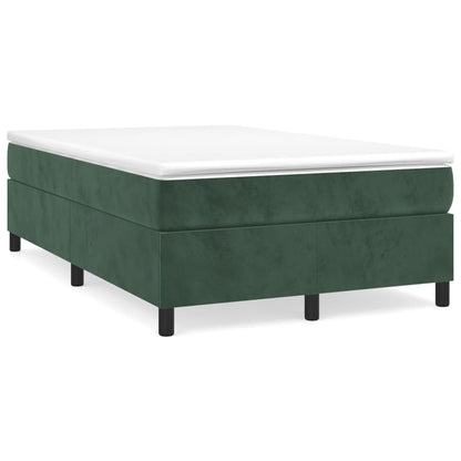 Cama boxspring com colchão 120x190 cm veludo verde-escuro