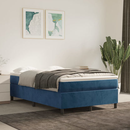 Cama boxspring com colchão 120x190 cm veludo azul-escuro