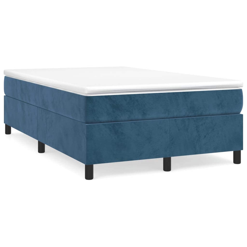 Cama boxspring com colchão 120x190 cm veludo azul-escuro