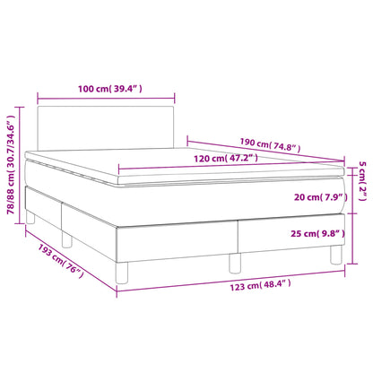 Cama boxspring com colchão 120x190 cm tecido cinzento-claro