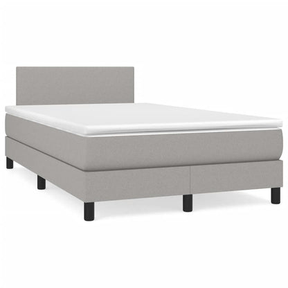 Cama boxspring com colchão 120x190 cm tecido cinzento-claro