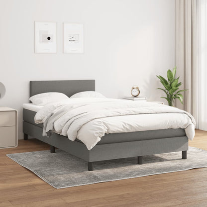 Cama boxspring com colchão 120x190 cm tecido cinzento-escuro